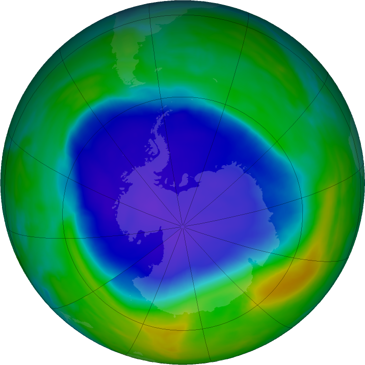 Antarctic ozone map for 13 November 2021